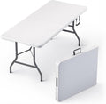 2 Pack of 6 Feet Foldable Table with Built in Handle & Steel Legs | 6FT Heavy Duty Folding Portable | Perfect for Party, Dining, Wedding, Events, Picnic Indoor, Outdoor Camping Folding - 6 Foot