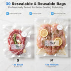 Handheld Food Vacuum Sealer – Compact Kitchen Sealer with 30 Reusable Vacuum Bags