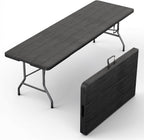 2 Pack of 6 Feet Foldable Table with Built in Handle & Steel Legs | 6FT Heavy Duty Folding Portable | Perfect for Party, Dining, Wedding, Events, Picnic Indoor, Outdoor Camping Folding - 6 Foot