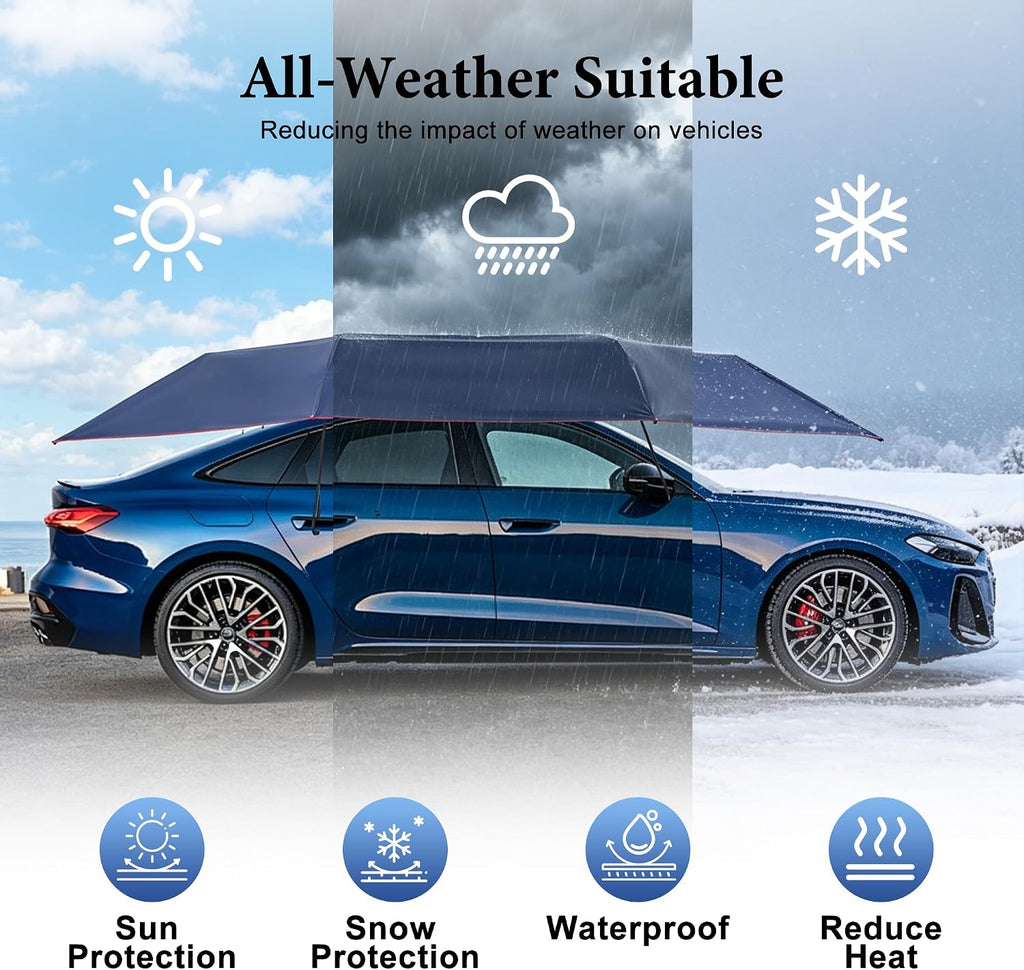 Semi Automatic Car Umbrella for Roof, Foldable Protection Carport with Bracket, Universal Suction Cup car Covers