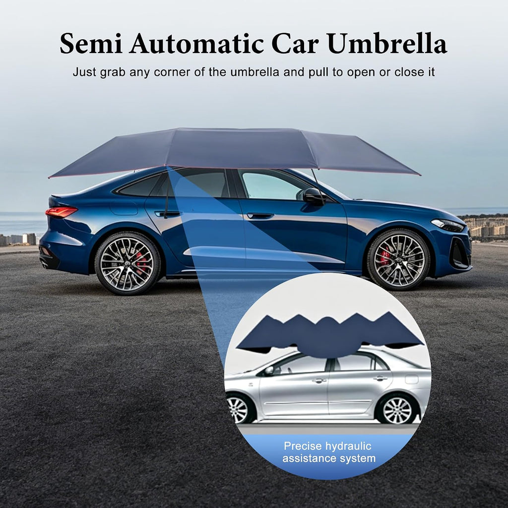 Semi Automatic Car Umbrella for Roof, Foldable Protection Carport with Bracket, Universal Suction Cup car Covers