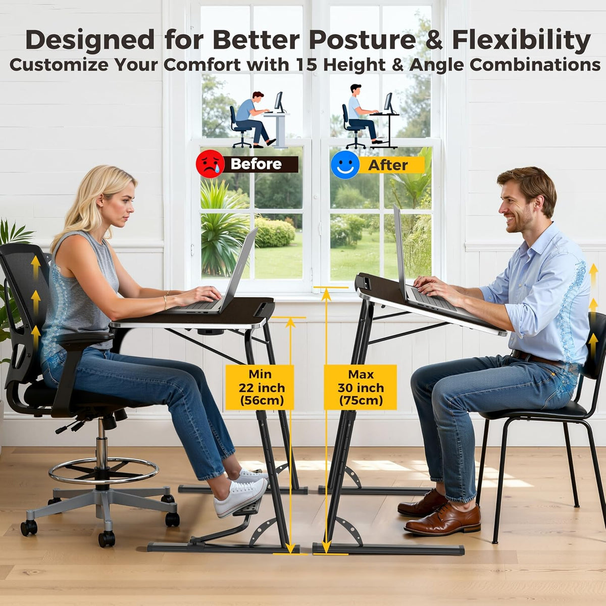 Upgraded Folding TV Tray Table, Sturdy Couch & Dinner Laptop Table