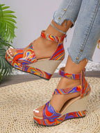 Platform Wedge Sandals with Ankle Strap