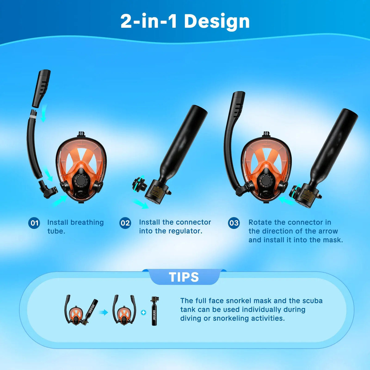 Mini Scuba Tank with Full Face Mask