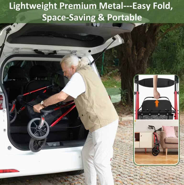 Foldable Rollator Walker with Seat | Lightweight for Seniors- 🔥🔥LIMITED-TIME 50% OFF🔥🔥