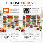 40/50 PCS Large Airtight Plastic Food Storage Containers🍽️🍽️